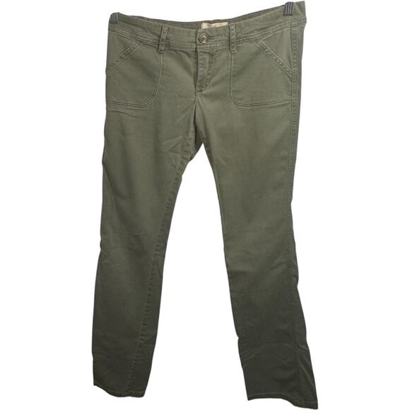 Y2K Hollister Olive Green Cargo Pants SZ 3R Low Rise Utility Flare SoCal Stretch - Picture 2 of 11